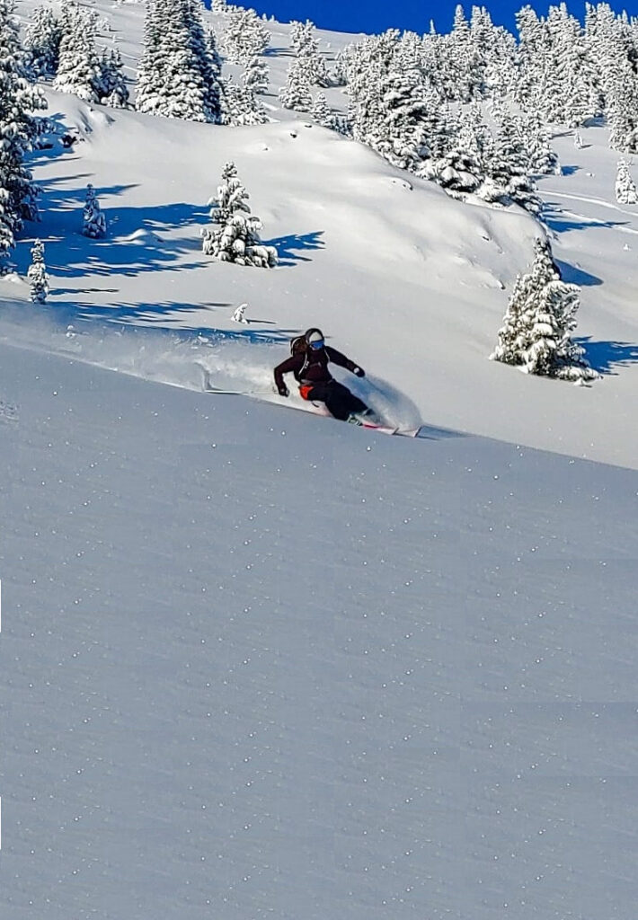 A skier enjoying the backcountry at Apex Mountain Resort